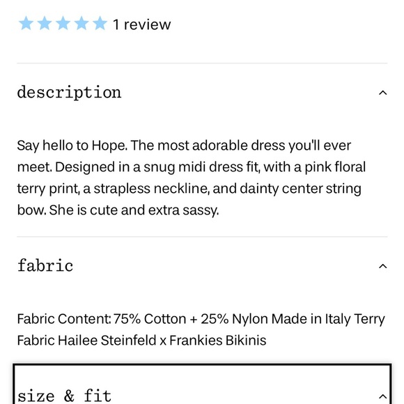 NWT Frankie’s bikinis hope terry strapless dress - Picture 4 of 7